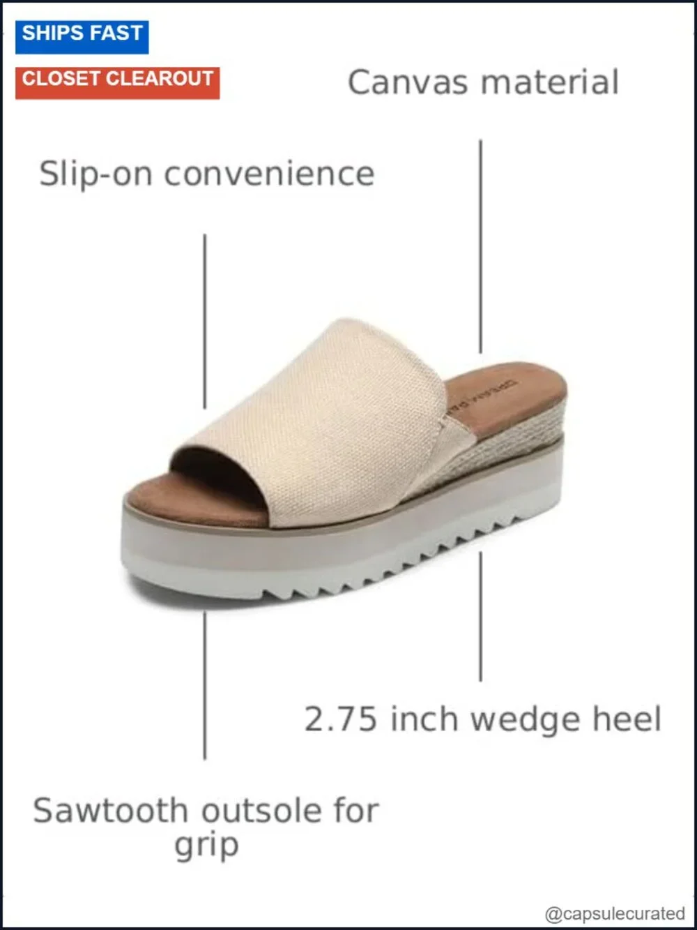 Espadrille Wedge Platform Sandals Slip-on Canvas Slide Summer Shoes